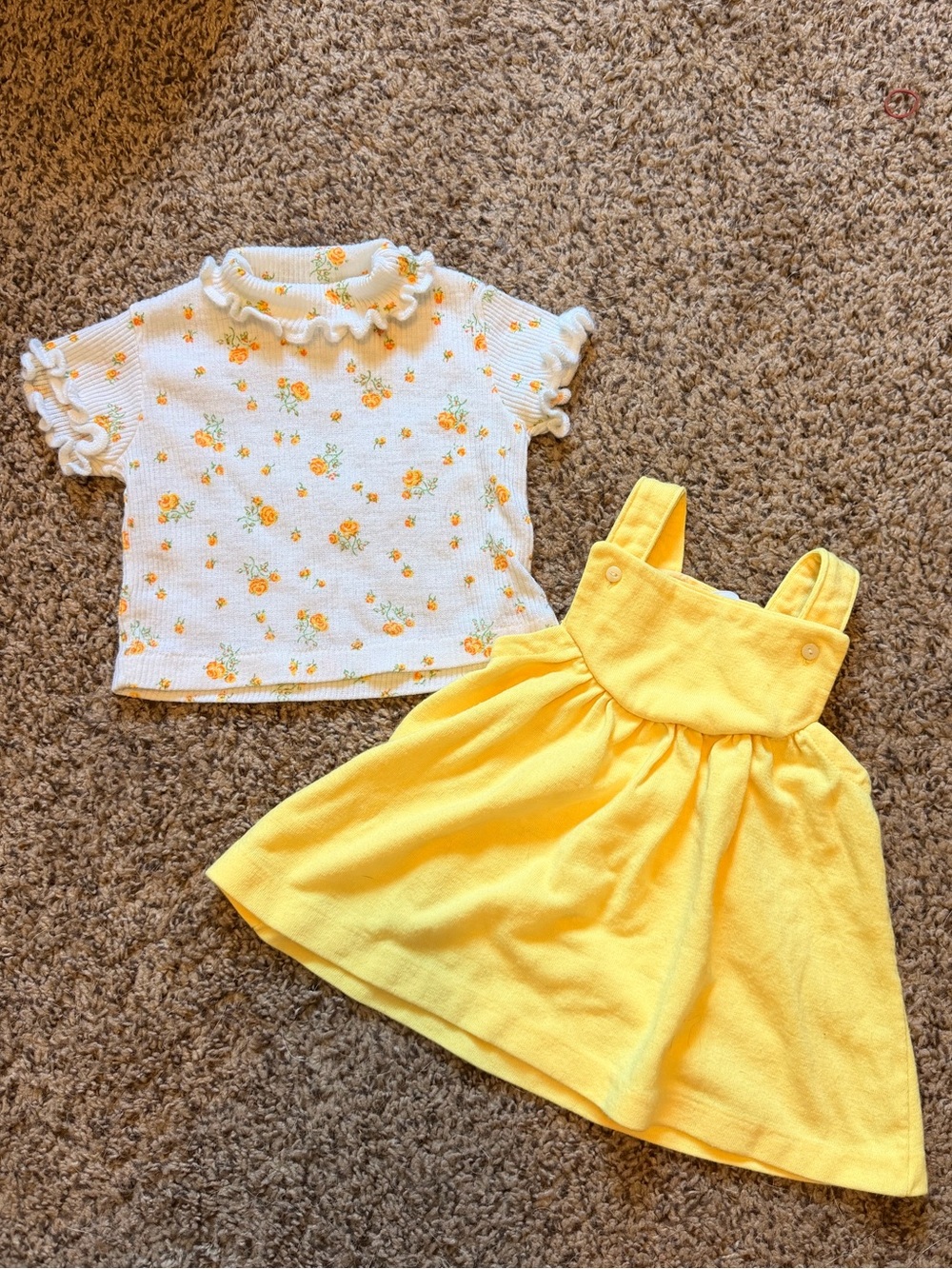 Vintage Carters Yellow Sundress & Floral Ruffle Top Set